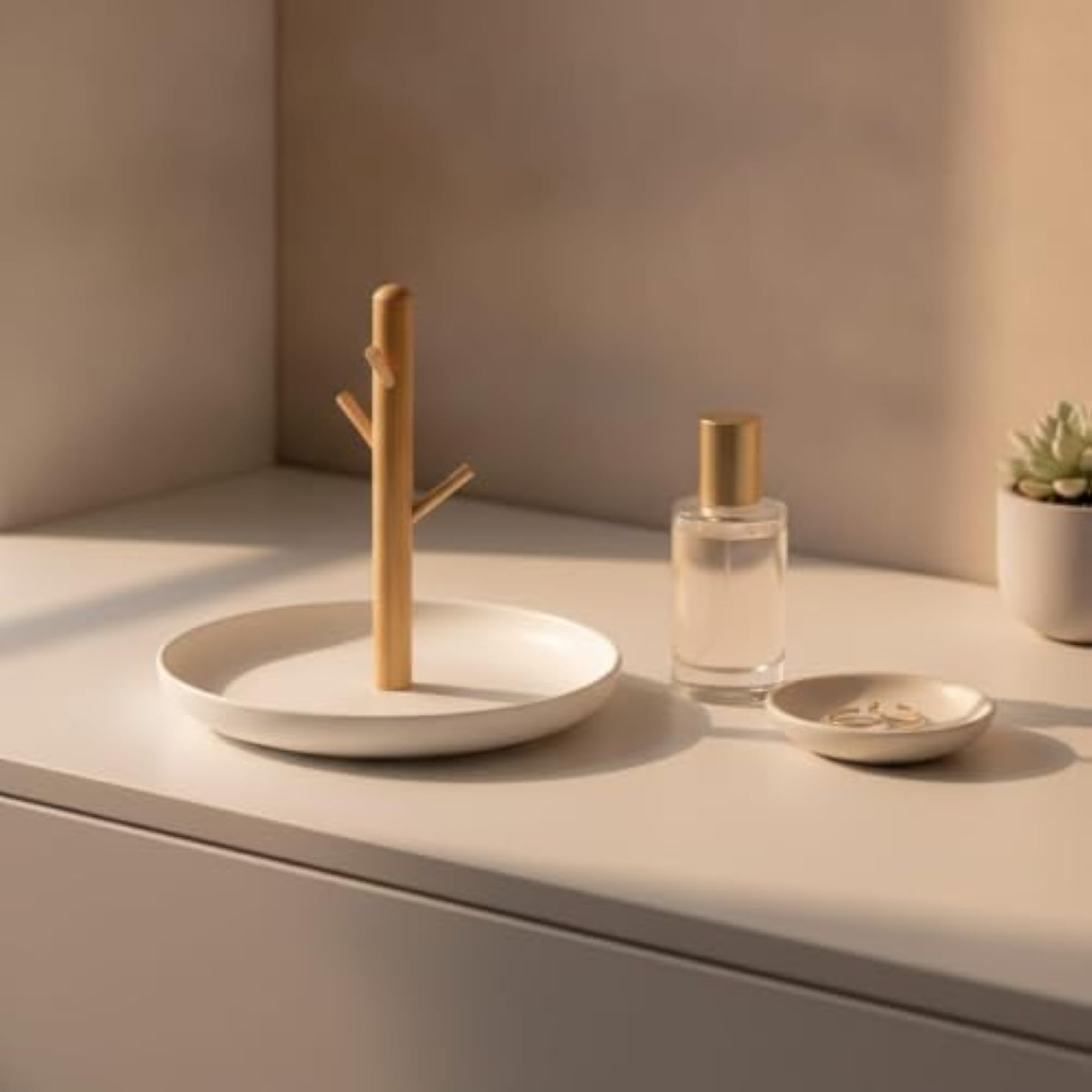 Natural Wood Tray with Branch Rack